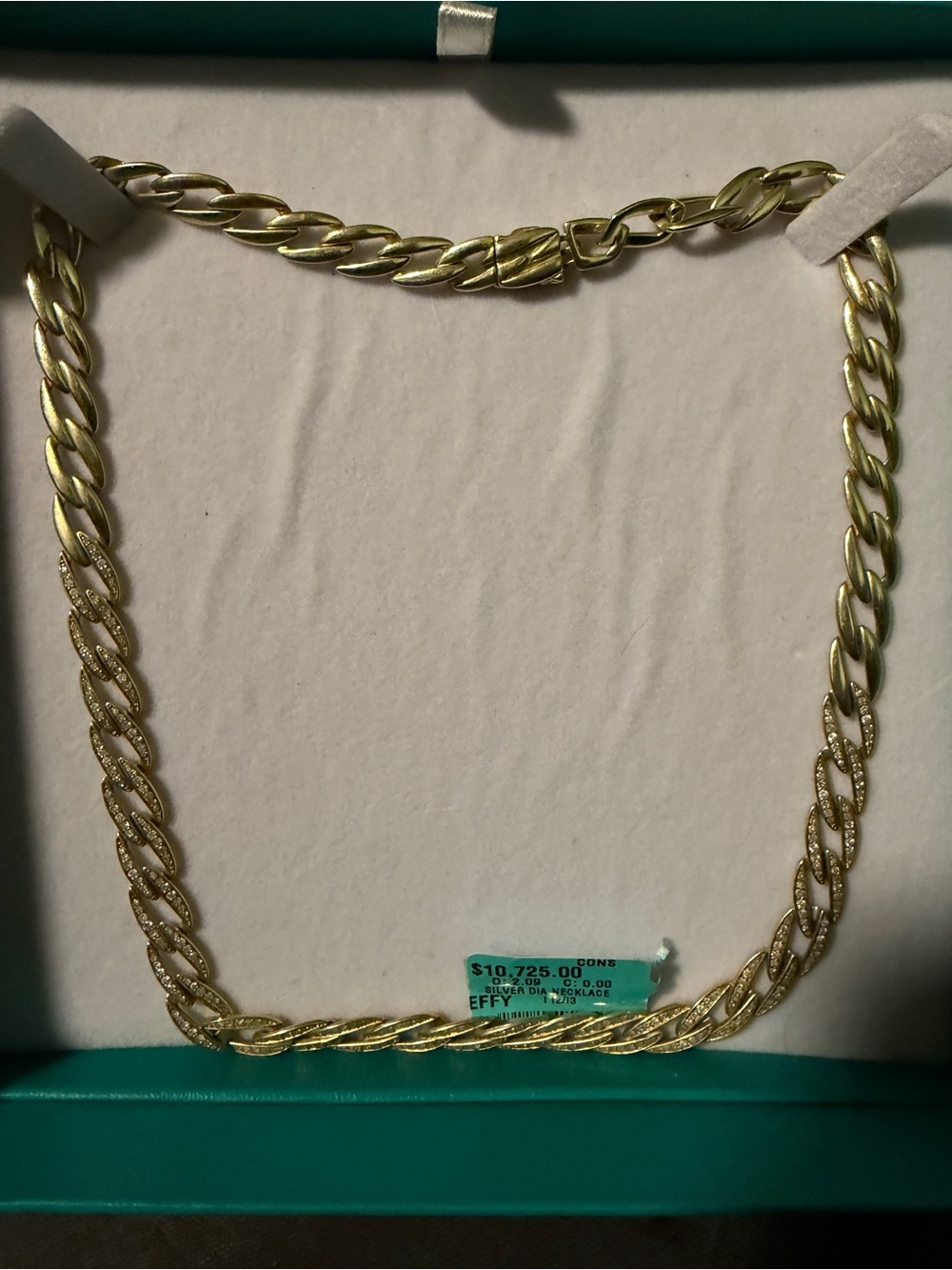 Effy Yellow Gold Curb Link Necklace with Diamonds - Picture 3 of 7